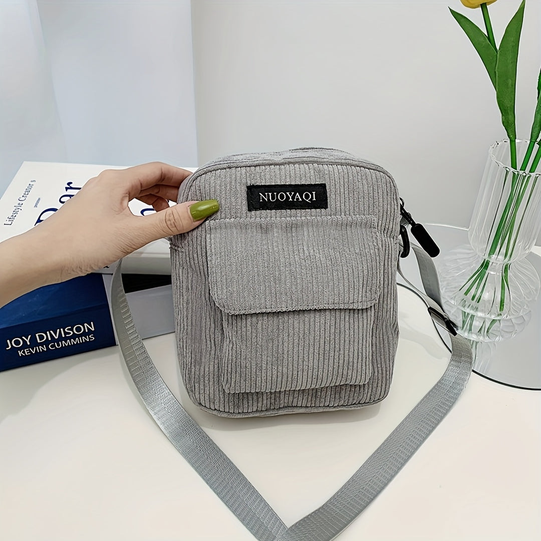 Borsa a Tracolla da Uomo | Velluto a Corda | Più Tasche & Cintura Regolabile