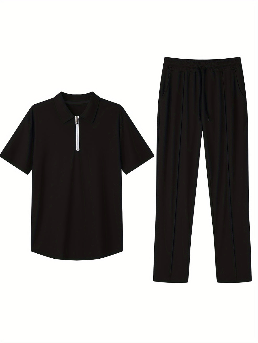 Set da Uomo | Camicia Slim-Fit & Pantaloni Sportivi | Traspirante & Leggero | Set Estivo in Poliestere