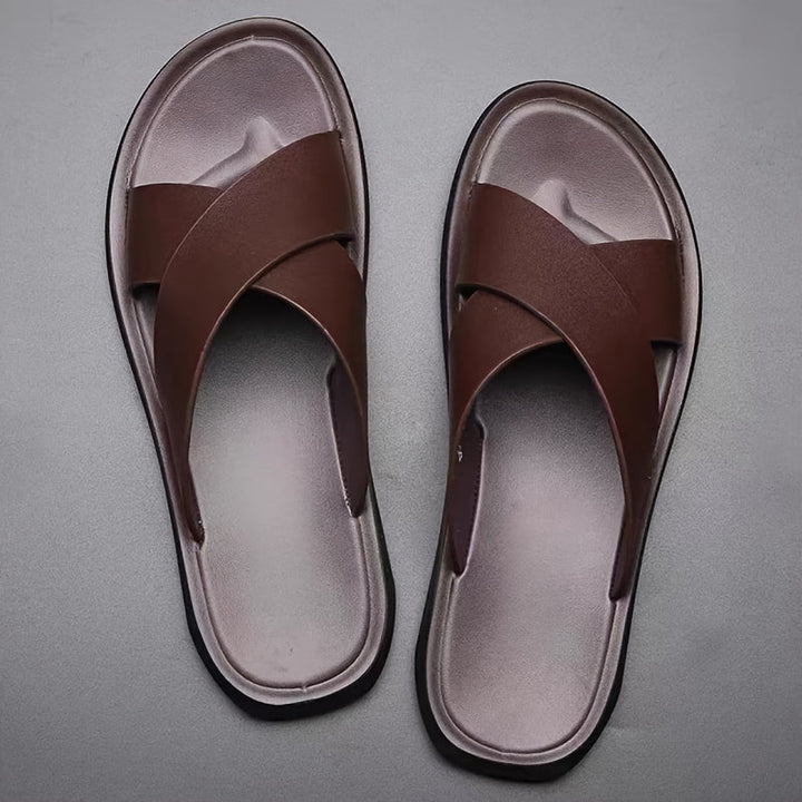 Pantofole da Uomo | Sandali Aperto con Cinghie Incrociate | Suola in PU e Gomma Antiscivolo | Scarpe Estive Leggere