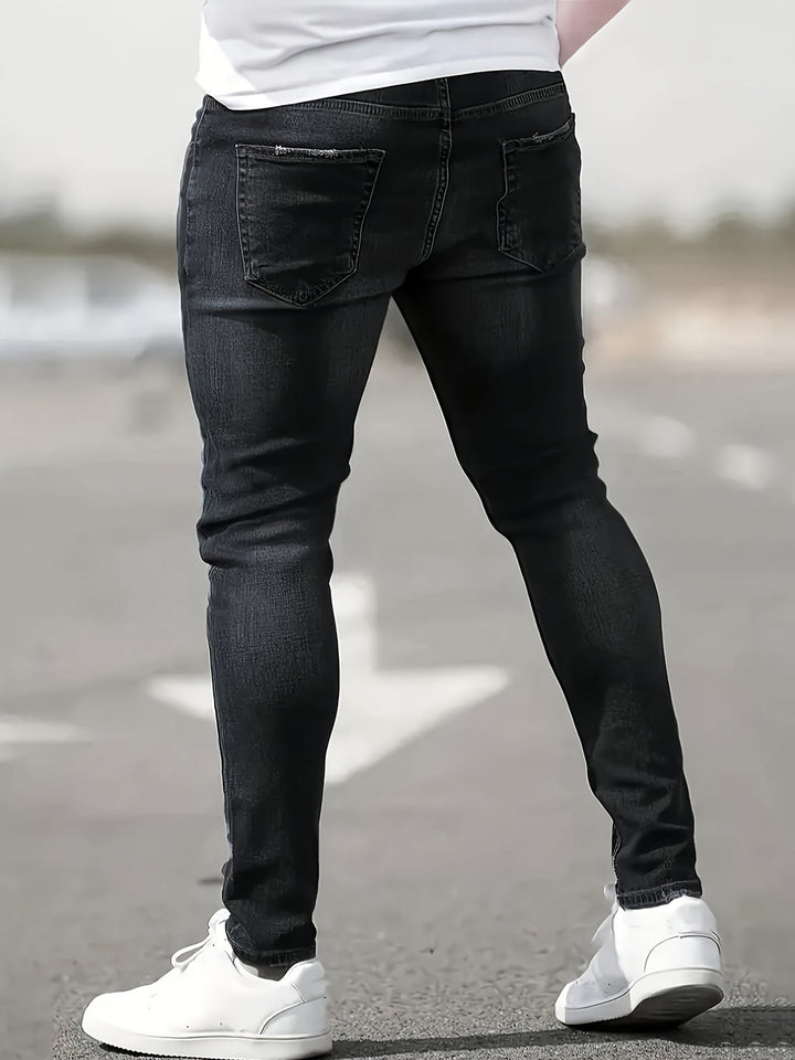 Jeans Slim-Fit da Uomo | Denim Elasticizzato & Traspirante | Stile Casual Strappato