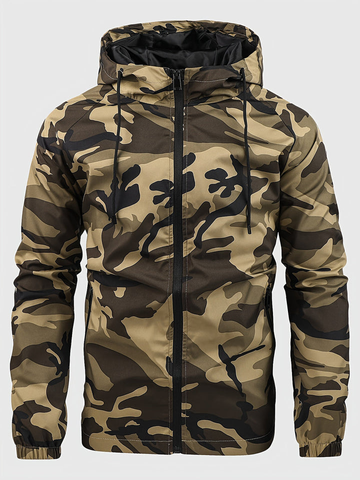Giacca a vento da uomo | Stampa camouflage & Cappuccio | Sostenibile & Funzionale