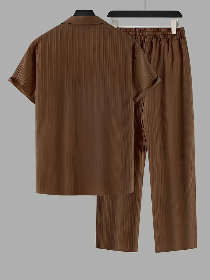 Set da Uomo a Due Pezzi | Camicia a Righe & Pantaloni con Coulisse | Casual & Confortevole