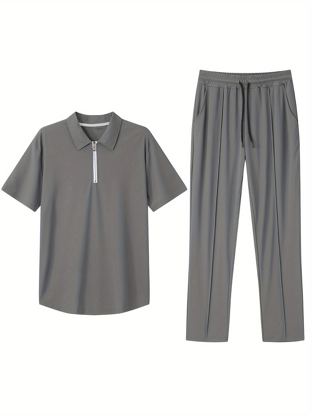 Set da Uomo | Camicia Slim-Fit & Pantaloni Sportivi | Traspirante & Leggero | Set Estivo in Poliestere