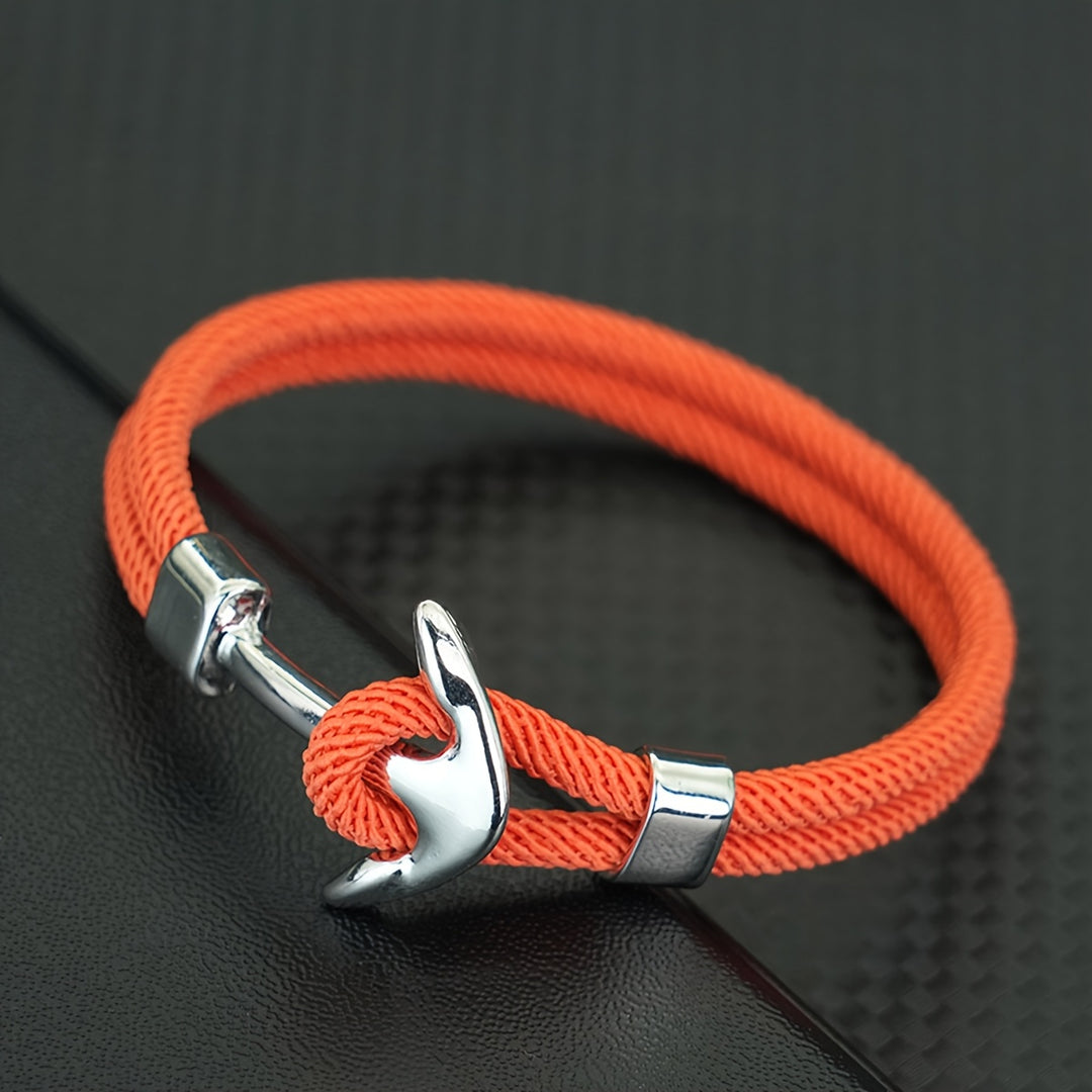 Bracciale da Uomo | Corda Milanese Nautica | Ancora Argentata & Design Sportivo | Nylon