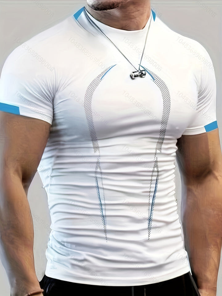 Maglietta Sportiva Uomo | Blocchi di Colore & Slim Fit | T-shirt Asciugatura Rapida con Collo Rotondo