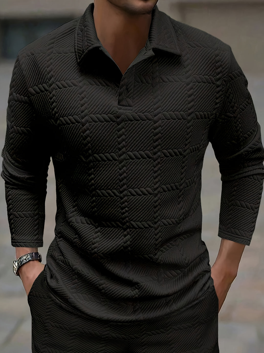 Polo da Uomo | Jacquard Lavorato a Maglia | Elegante & Casual | Primavera & Autunno