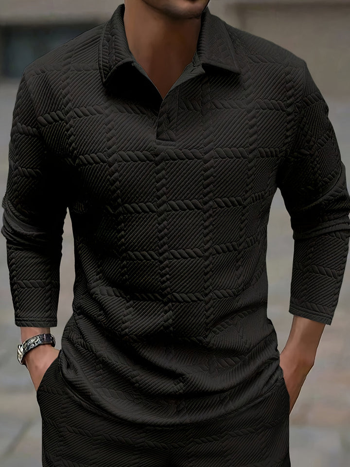 Polo da Uomo | Jacquard Lavorato a Maglia | Elegante & Casual | Primavera & Autunno