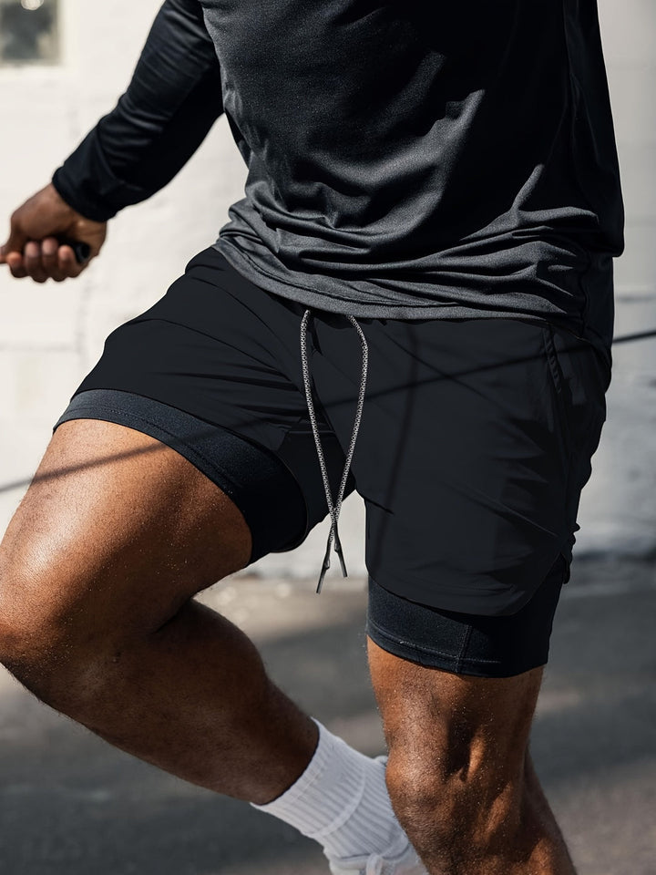 Shorts Sportivi 2-in-1 per Uomo | Leggeri & Elastici | Pantaloni da Allenamento a Doppio Strato | Estate