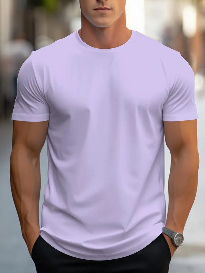 T-Shirt da Uomo | Tinta Unita con Girocollo | Stile Streetwear Ampio | Poliestere