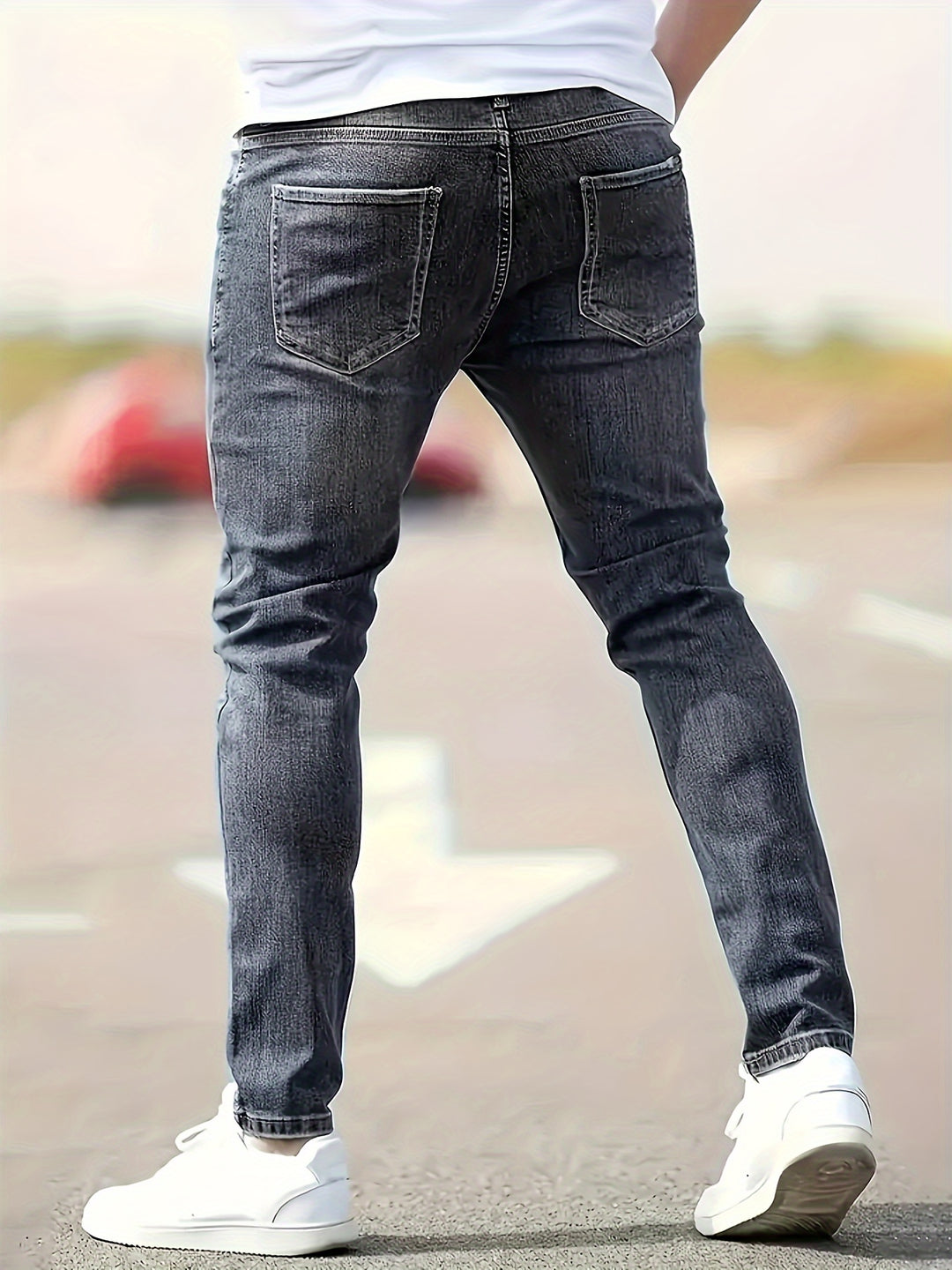 Jeans Slim-Fit da Uomo | Denim Elasticizzato & Traspirante | Stile Casual Strappato