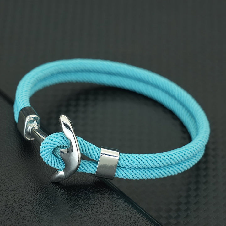 Bracciale da Uomo | Corda Milanese Nautica | Ancora Argentata & Design Sportivo | Nylon