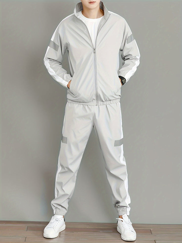 Set Sportivo Uomo | Giacca Zip-Up Riflettente & Pantaloni da Jogging | Traspirante & Confortevole