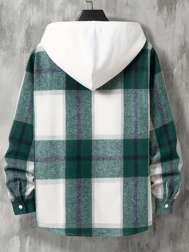 Giacca Camicia Uomo | A Quadri & Lunga | Con Cappuccio | Trendy & Confortevole