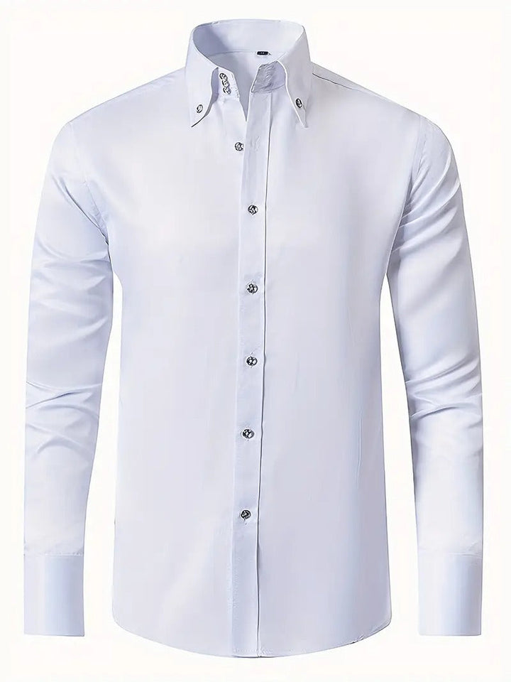 Camicia Formale da Uomo | Elegante & Professionale | Maniche Lunghe & Chiusura con Bottone | Abbigliamento Primaverile