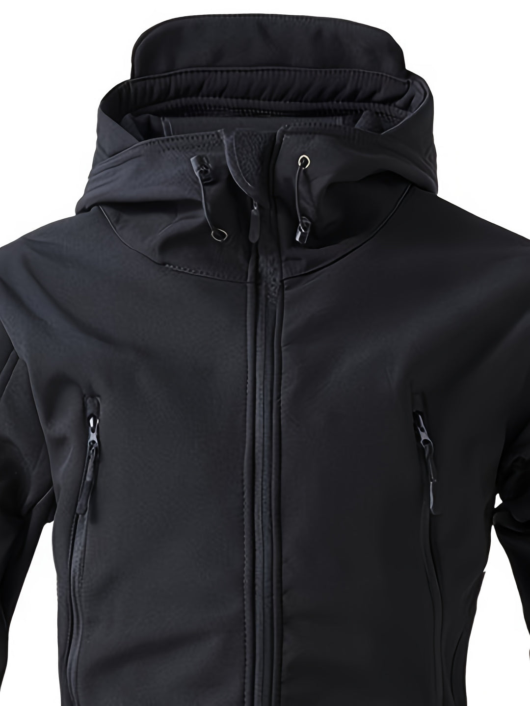Giacca Hoodie Tattica Slim-Fit per Uomo | Soft Shell | Più Tasche | Nero Puro