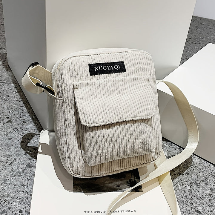 Borsa a Tracolla da Uomo | Velluto a Corda | Più Tasche & Cintura Regolabile