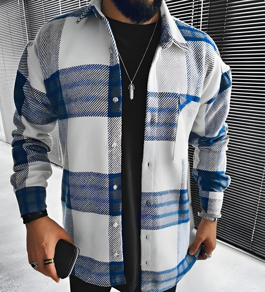 Camicia da Uomo | Design a Quadri Casual | Traspirante & Confortevole | Poliestere/Spandex