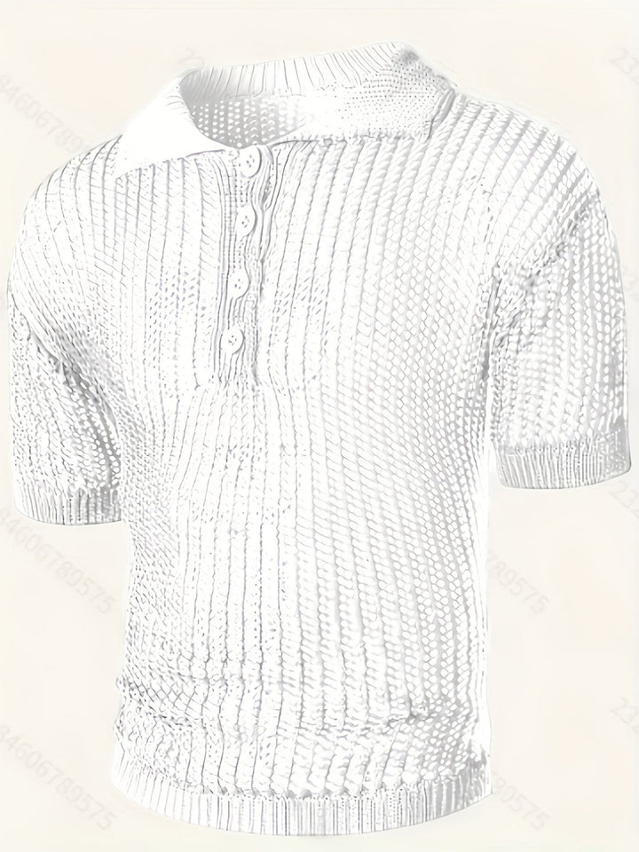 Maglione da Uomo | Lavorazione Ampia a Maglia | Scollo a V con Bottoni & Motivo in Pizzo | Casual & Elegante
