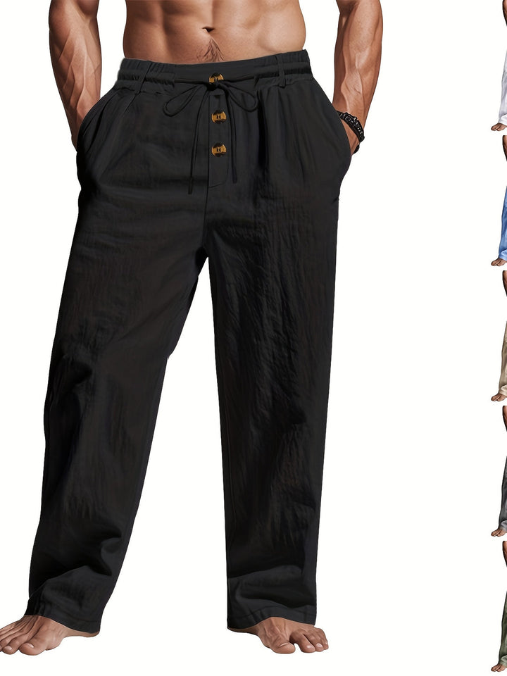 Pantaloni in Lino da Uomo | Leggeri & Traspiranti | Coulisse & Multi-Bottoni | Spiaggia & Casual