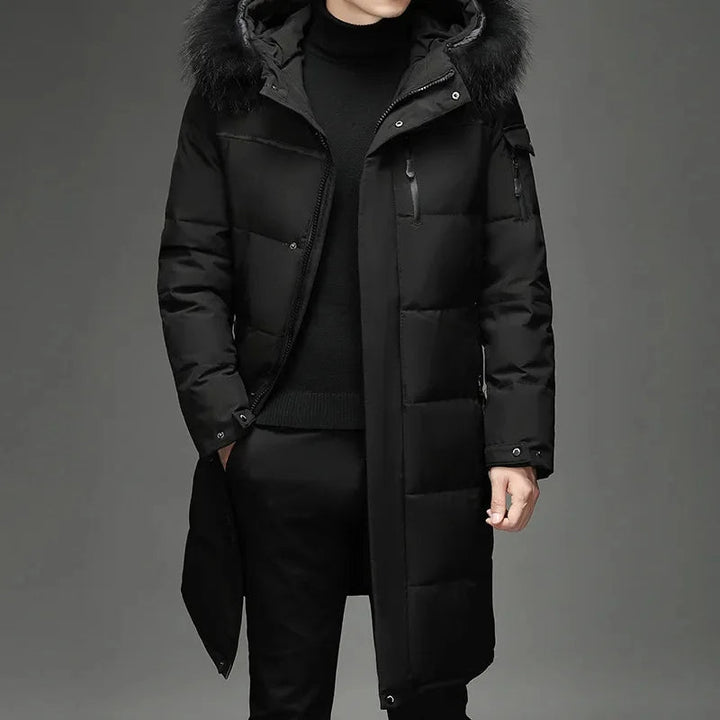 Giacca Invernale Uomo | Parka Uomo Lungo con Cappuccio in Pelliccia Sintetica