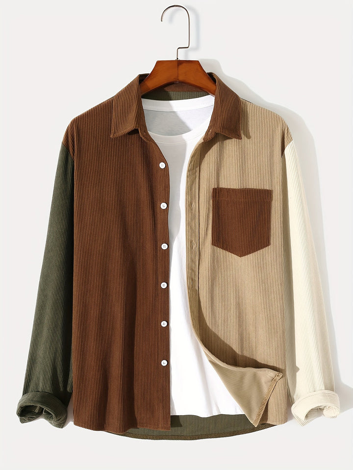 Giacca da uomo con blocchi di colore | Maniche lunghe | Colletto rovesciato | Poliestere
