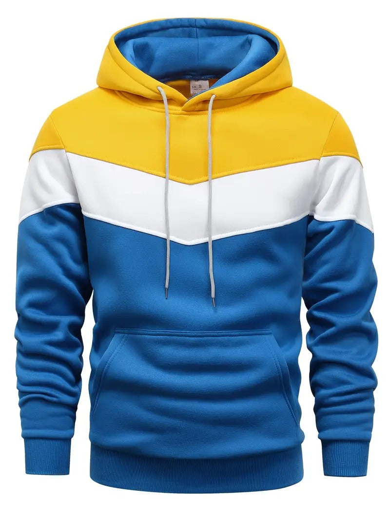 Felpa da uomo | Blocco di colori | Stampa grafica | Streetwear invernale