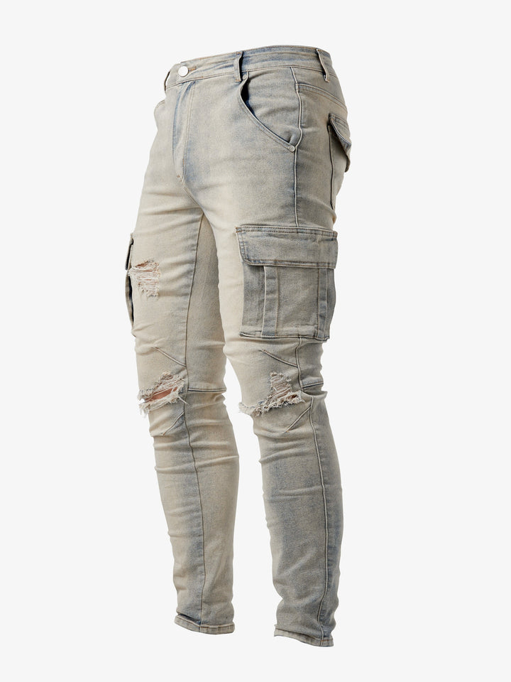 Jeans Cargo Uomo | Vestibilità Slim | Molteplici Tasche & Stretch | Stile Casual Urbano