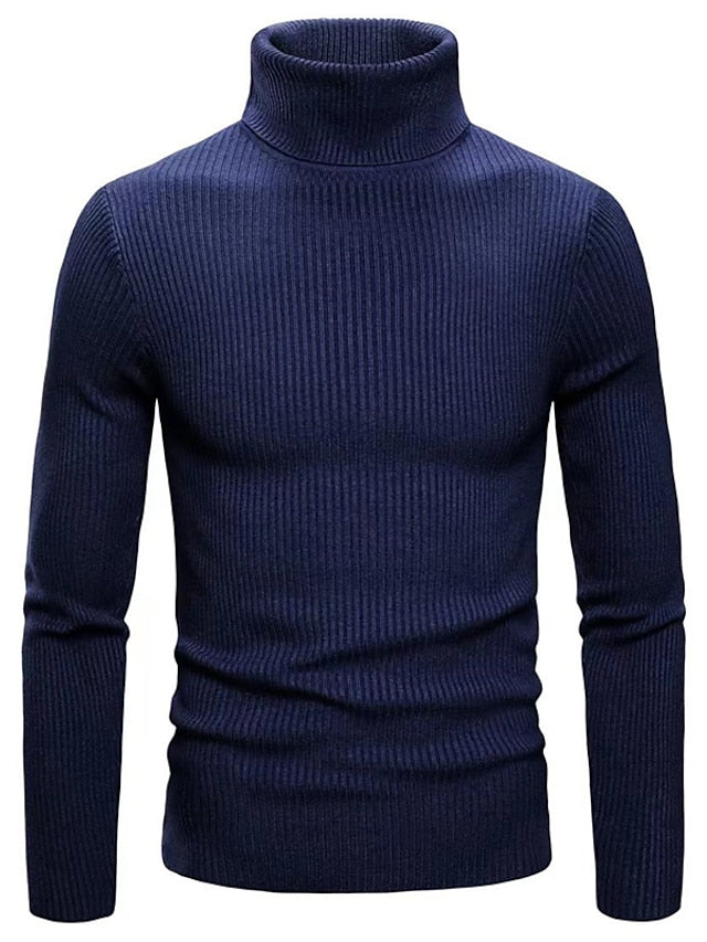 Maglione Uomo in Maglia | Collo Alto | Slim Fit | Tinta Unita | Invernale Casual
