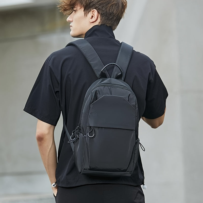 Zaino Mini Heren | Leggero & Durevole | Multi Tasche | Tessuto Oxford Nero