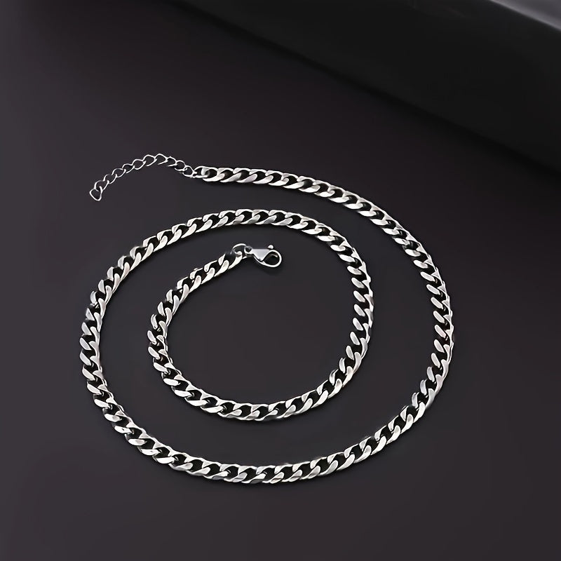 Set di Gioielli da Uomo | Collana e Bracciale Hip-Hop a 2 Pezzi | Stile Punk e Design Moderno | Acciaio Inossidabile