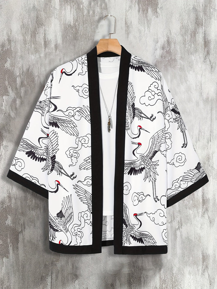 Gilet Kimono Estivo da Uomo | Leggero & Casual | Stampa Onde | Maniche Corte