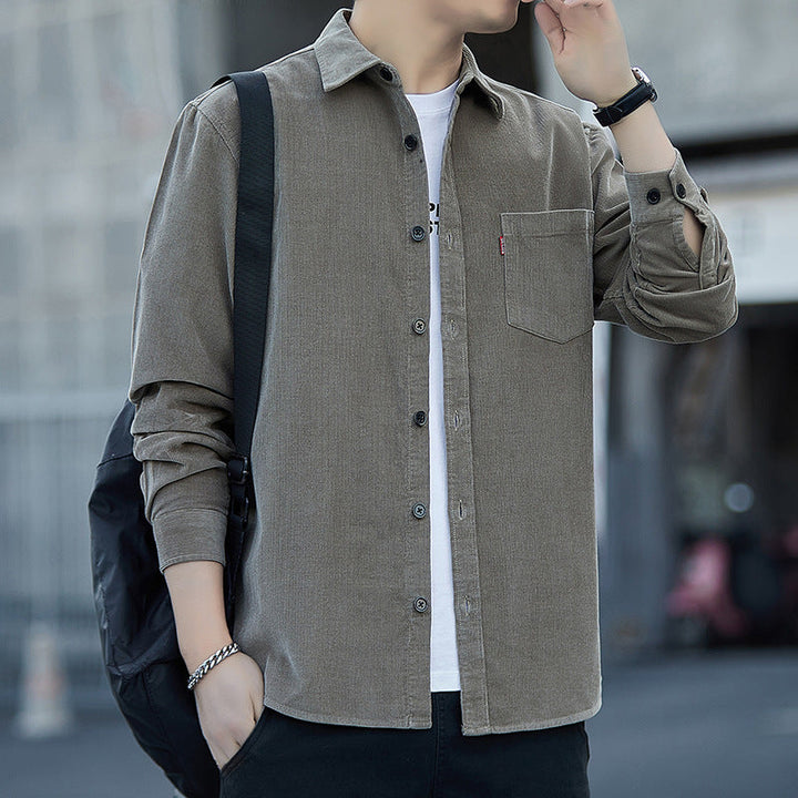 Giacca Camicia in Corduroy da Uomo | Casual & Trendy | Chiusura a Bottoni & Tasche sul Petto
