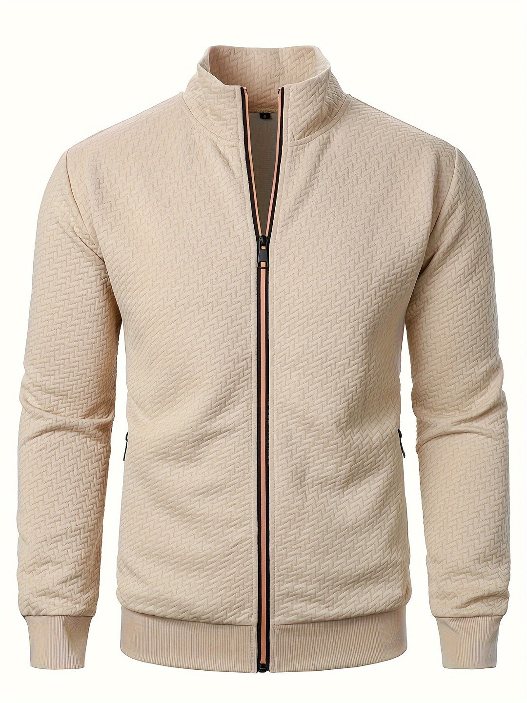 Giacca Uomo Casual con Zip | Colletto Alto | Tessuto Jacquard | Primavera-Autunno