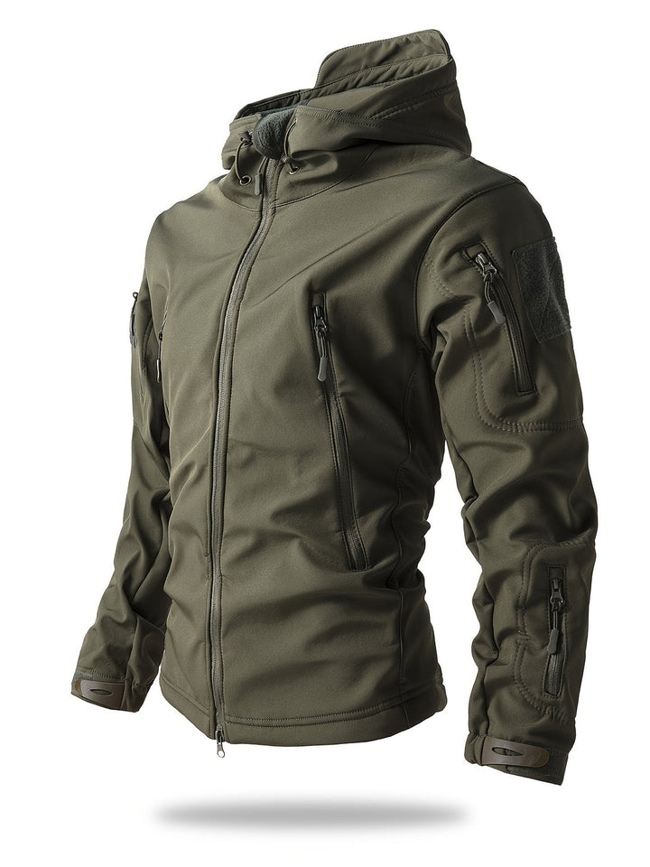 Giacca a vento da uomo | Traspirante & Tattica | Leggera & Elastica | Con Cappuccio & Zip