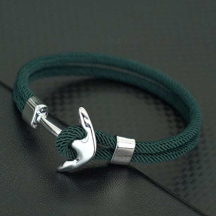 Bracciale da Uomo | Corda Milanese Nautica | Ancora Argentata & Design Sportivo | Nylon