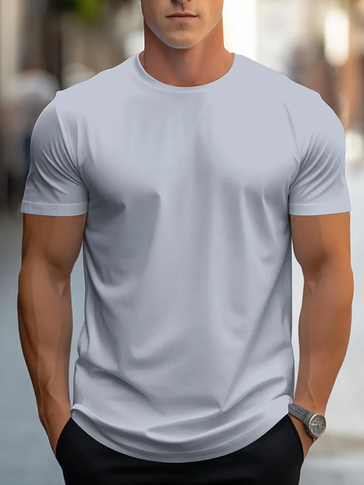 T-Shirt da Uomo | Tinta Unita con Girocollo | Stile Streetwear Ampio | Poliestere